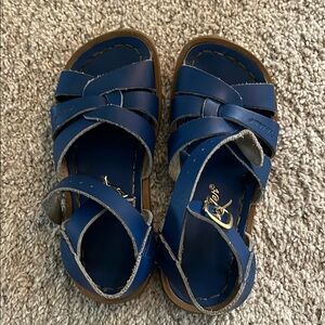 Saltwater Blue Leather Kids Sandals